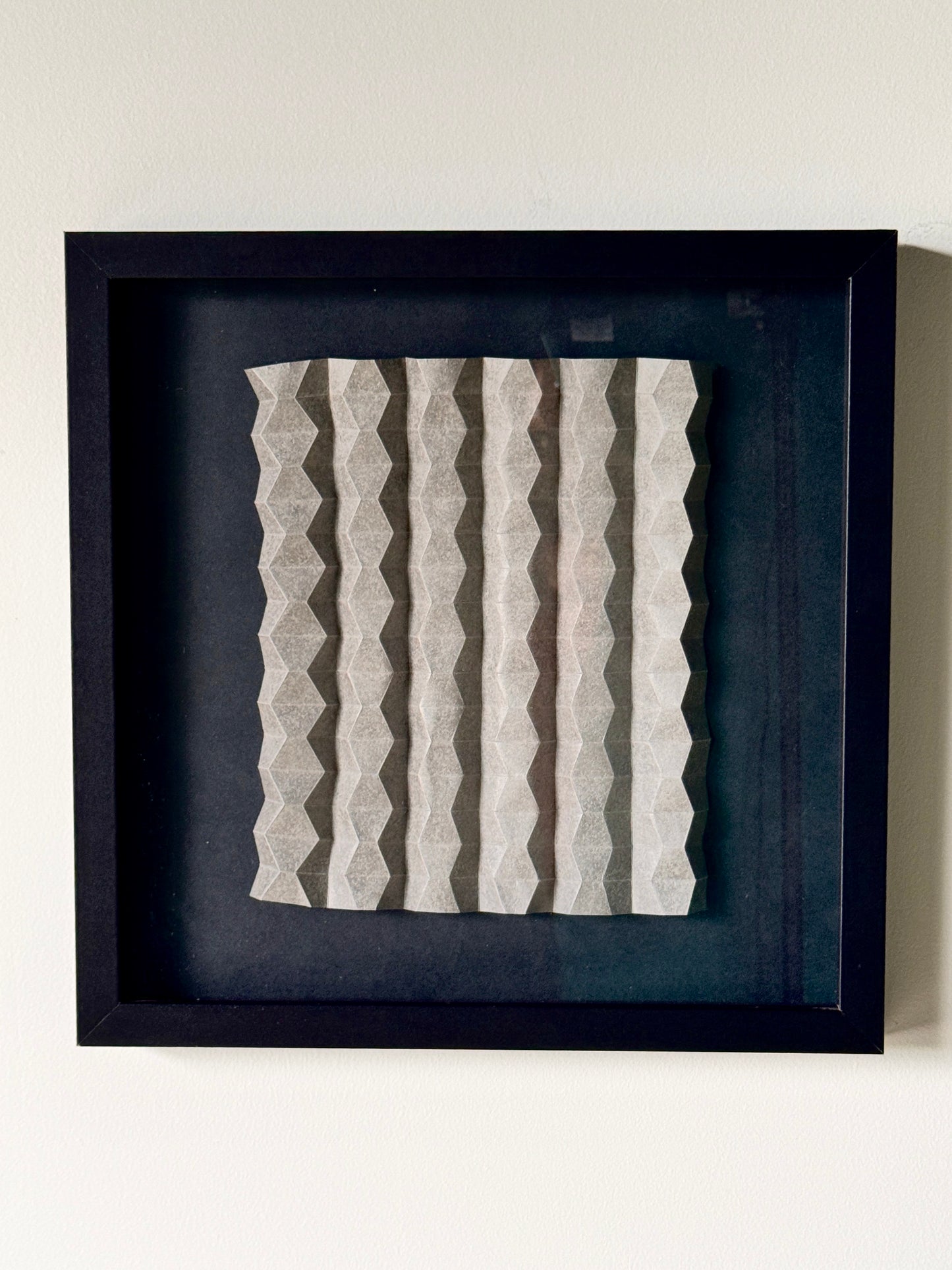 "Columns" Handmade Corrugation Sculpture in Shadow Box