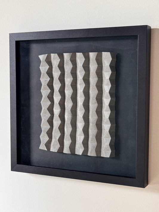 "Columns" Handmade Corrugation Sculpture in Shadow Box